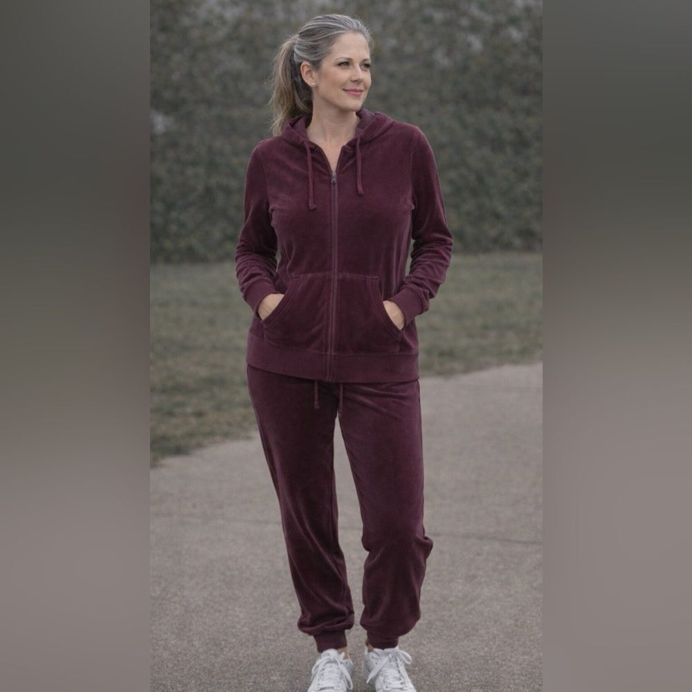 Maroon  Velour Track  Set